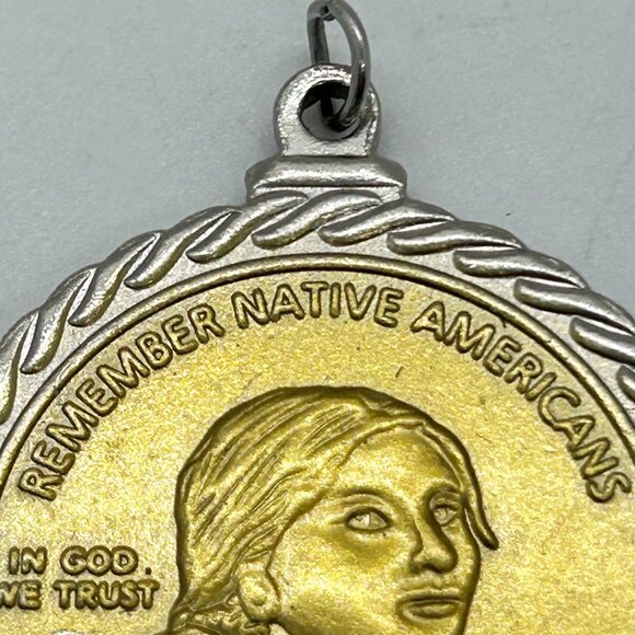 2016 Remember Native Americans Sacagawea Code Talkers Coin Pendant Necklace Gold - Picture 5 of 15